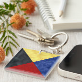 Z Zulu Waterverf Nautical Signal Maritime Vlag Sleutelhanger (Voorkant Rechts)