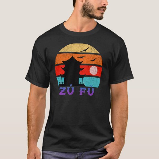 Zā fù Retro Sunset Ocean Grootvader T-shirt (Voorkant)