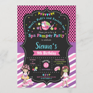 Za Pamper Party Birthday Invitations Girls Kaart