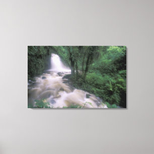 ZA, Peru, S.H. Machu Picchu, Waterval en wolk Canvas Afdruk