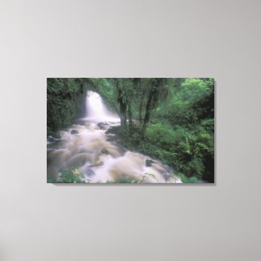 ZA, Peru, S.H. Machu Picchu, Waterval en wolk Canvas Afdruk (Voorkant)