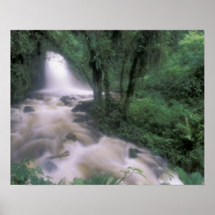 ZA, Peru, S.H. Machu Picchu, Waterval en wolk Poster