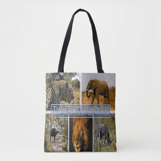 ZA * ZUID-AFRIKA - DE GROTE 5 in KRUGER N.P. Tote Bag (Voorkant)