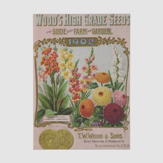 zaad Catalog Wood's hoogwaardig zaad, 1902 Tissuepapier (Voorkant)