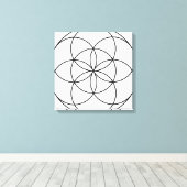 Zaad des Levens Heilige Geometrie zwart & wit Canvas Afdruk (Insitu (Houten vloer))