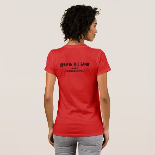 Zaad in het Sand Vrouwen Slim Fit T-shirt (Achterkant volledig)