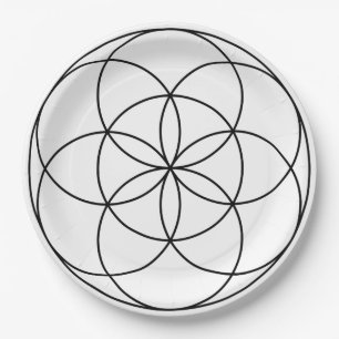 Zaad van het Leven Heilige Geometrie zwart & wit Papieren Bordje