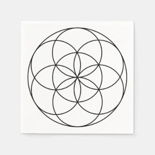 Zaad van het Leven Heilige Geometrie zwart & wit Servet