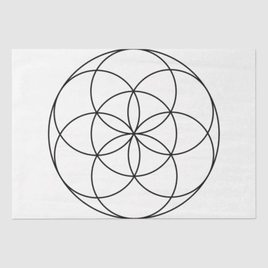 Zaad van het Leven Heilige Geometrie zwart & wit Tissuepapier (Voorkant)