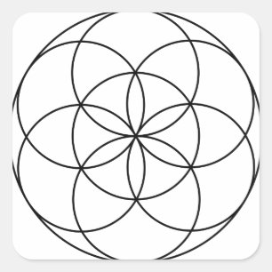 Zaad van het Leven Heilige Geometrie zwart & wit Vierkante Sticker