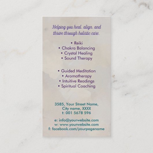 Zaad van het leven in Lotus Flower Visitekaartje (Achterkant)