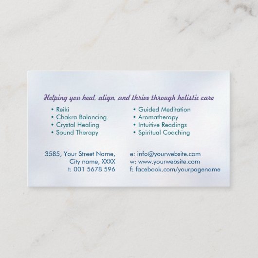 Zaad van het leven in Lotus Flower Visitekaartje (Achterkant)