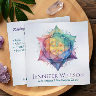 Zaad van het leven in Lotus Vierkante Visitekaartje