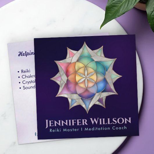 Zaad van het leven in Lotus Vierkante Visitekaartje