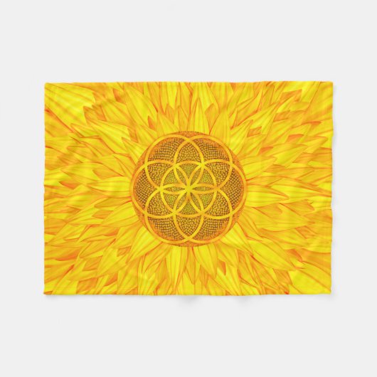Zaad van het leven in zonnebloemen - Geometrie met Fleece Deken (Voorkant (Horizontaal))