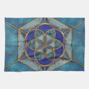 Zaad van het leven Mosaic Ornament Theedoek