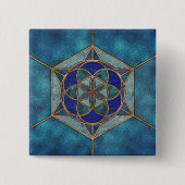 Zaad van het leven MozaïekOrnament Vierkante Button 5,1 Cm (Voorkant)