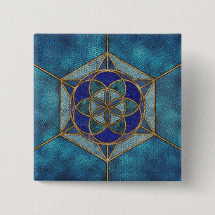 Zaad van het leven MozaïekOrnament Vierkante Button 5,1 Cm