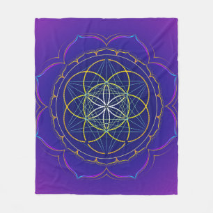 Zaad van Life yantra & Metatron's kubus mandala Fleece Deken