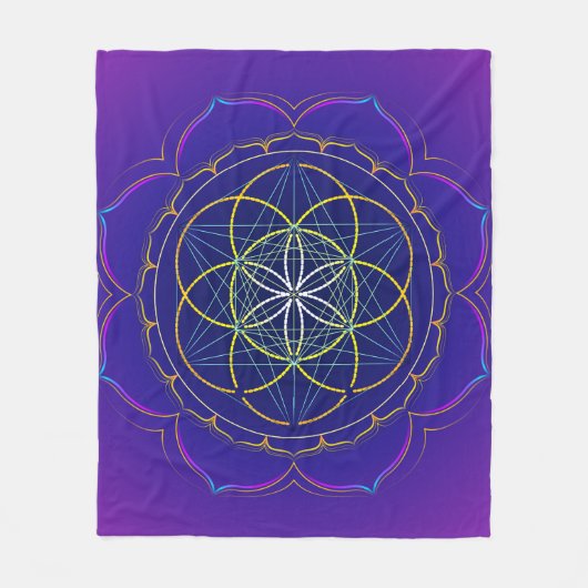 Zaad van Life yantra & Metatron's kubus mandala Fleece Deken (Voorkant)