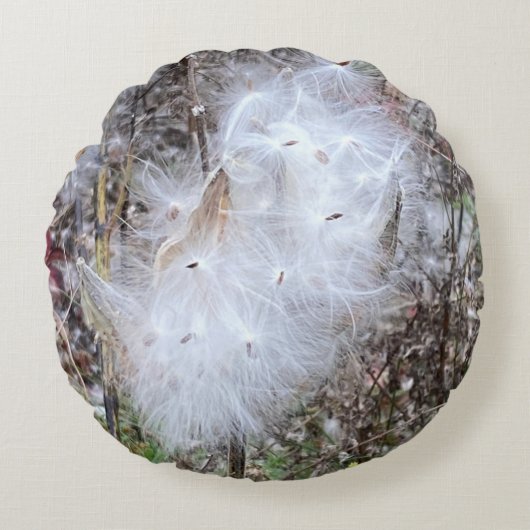 Zaad van Milroos en zijde Rond Kussen (Voorkant)