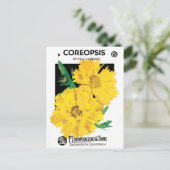  zaadbundelkunst, gele cornopsis bloemen briefkaart (Staand voorkant)