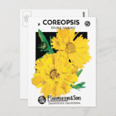  zaadbundelkunst, gele cornopsis bloemen briefkaart (Voorkant / Achterkant)
