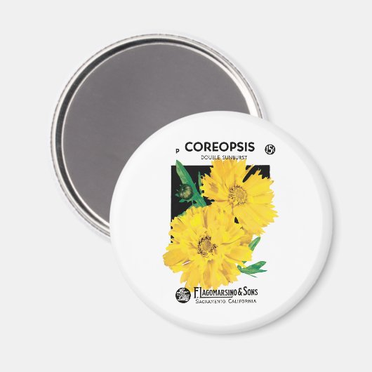  zaadbundelkunst, gele cornopsis bloemen magneet (Voorkant / Achterkant)