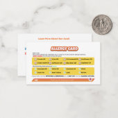 Zaadolie Allergie Kaart Notitiekaartje (Voorkant / Achterkant in situ)