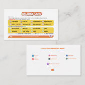 Zaadolie Allergie Kaart Notitiekaartje (Voorkant / Achterkant)