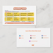 Zaadolie Allergie Kaart Visitekaartje (Voorkant / Achterkant)