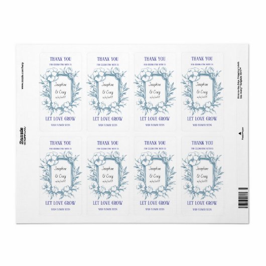 Zaadpakket etiketten bruiloft gunsten (Full Sheet)