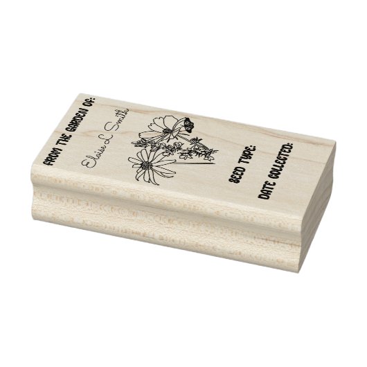 Zaadpakket met bloemen, Butterfly Wood Art Stamp Rubberstempel (Stempel)