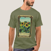 Zaadpakket ontwerp van Black Eyed Susan op Olive C T-shirt (Voorkant)