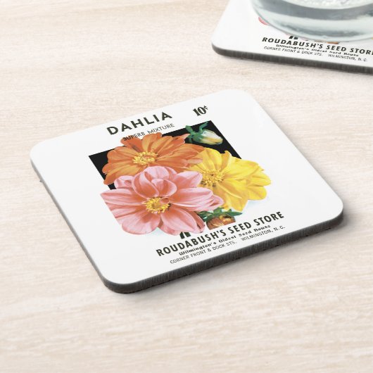  zaadpakketkunst, Dahlia Garden Flowers Bier Onderzetter (Linkerzijde)