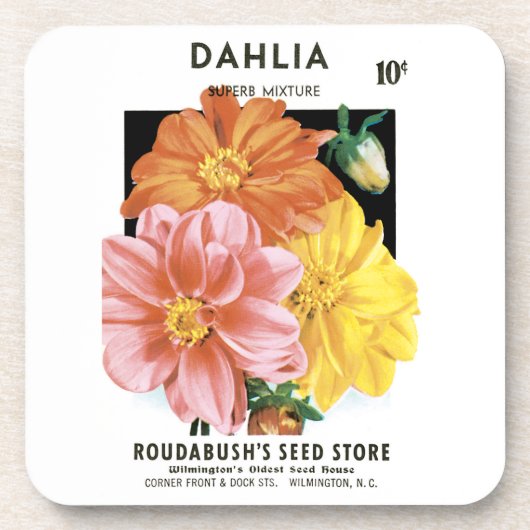  zaadpakketkunst, Dahlia Garden Flowers Bier Onderzetter (Voorkant)