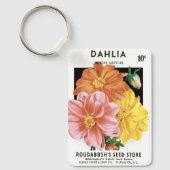  zaadpakketkunst, Dahlia Garden Flowers Sleutelhanger (Voorkant)