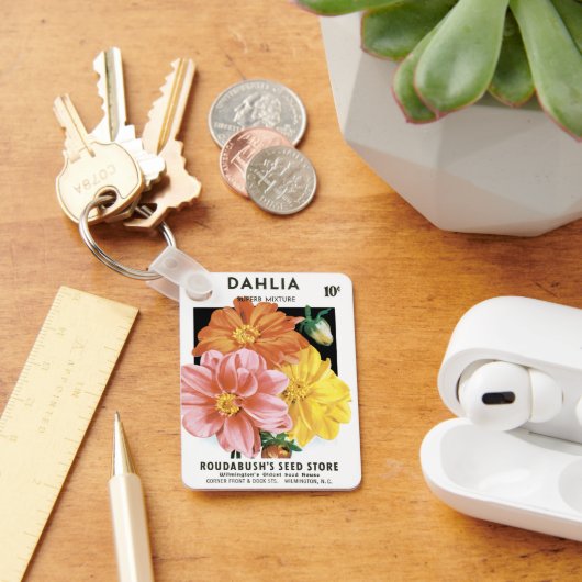 zaadpakketkunst, Dahlia Garden Flowers Sleutelhanger (Bureau)