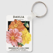  zaadpakketkunst, Dahlia Garden Flowers Sleutelhanger (Achterkant)