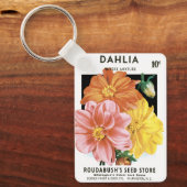  zaadpakketkunst, Dahlia Garden Flowers Sleutelhanger (Voorkant)