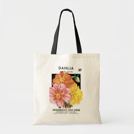  zaadpakketkunst, Dahlia Garden Flowers Tote Bag (Voorkant)