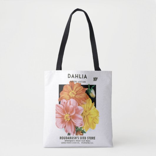 zaadpakketkunst, Dahlia Garden Flowers Tote Bag (Voorkant)