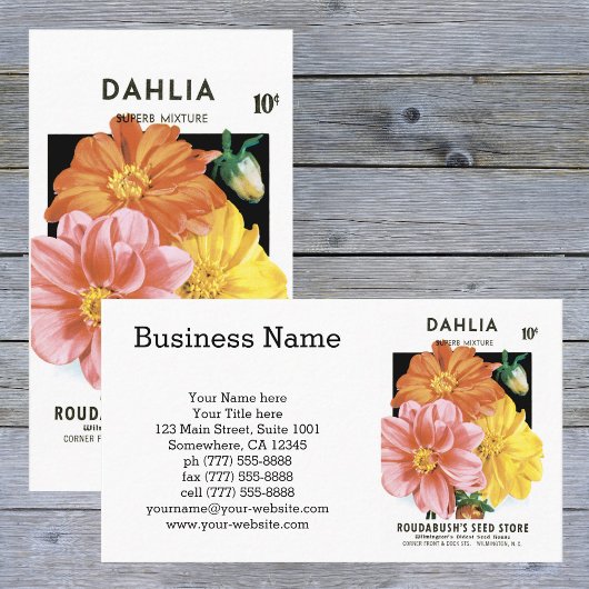  zaadpakketkunst, Dahlia Garden Flowers Visitekaartje