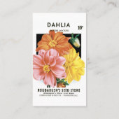  zaadpakketkunst, Dahlia Garden Flowers Visitekaartje (Achterkant)