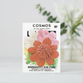  zaadpakketkunst, kosmos tuinbloemen briefkaart (Staand voorkant)