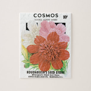 zaadpakketkunst, kosmos tuinbloemen legpuzzel
