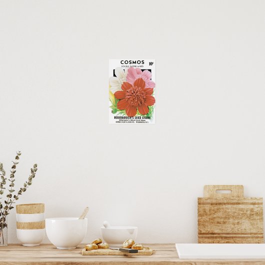  zaadpakketkunst, kosmos tuinbloemen poster (Keuken)