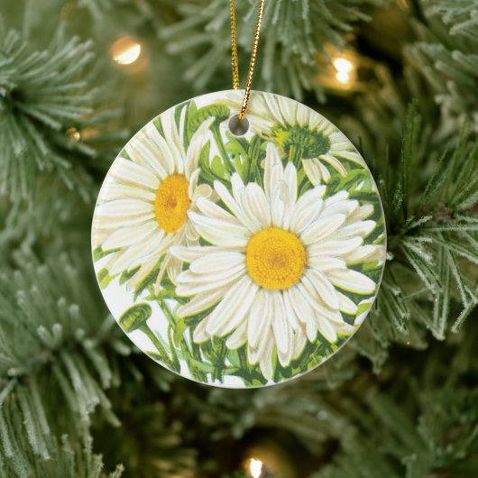  zaadpakketkunst, Shasta Daisy Flowers Keramisch Ornament (Boom)