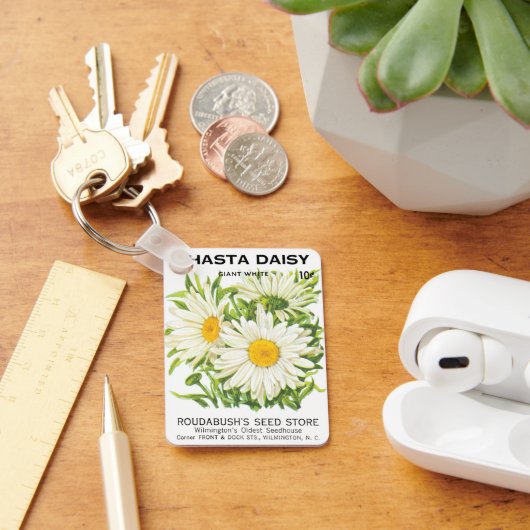  zaadpakketkunst, Shasta Daisy Flowers Sleutelhanger (Bureau)