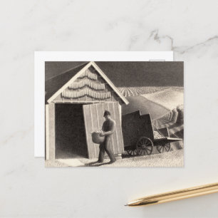 Zaadtijd en oogst door Grant Wood Feestdagenkaart